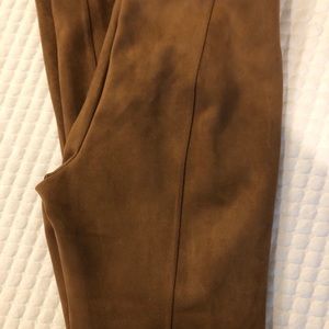 Faux suede leather straight pants